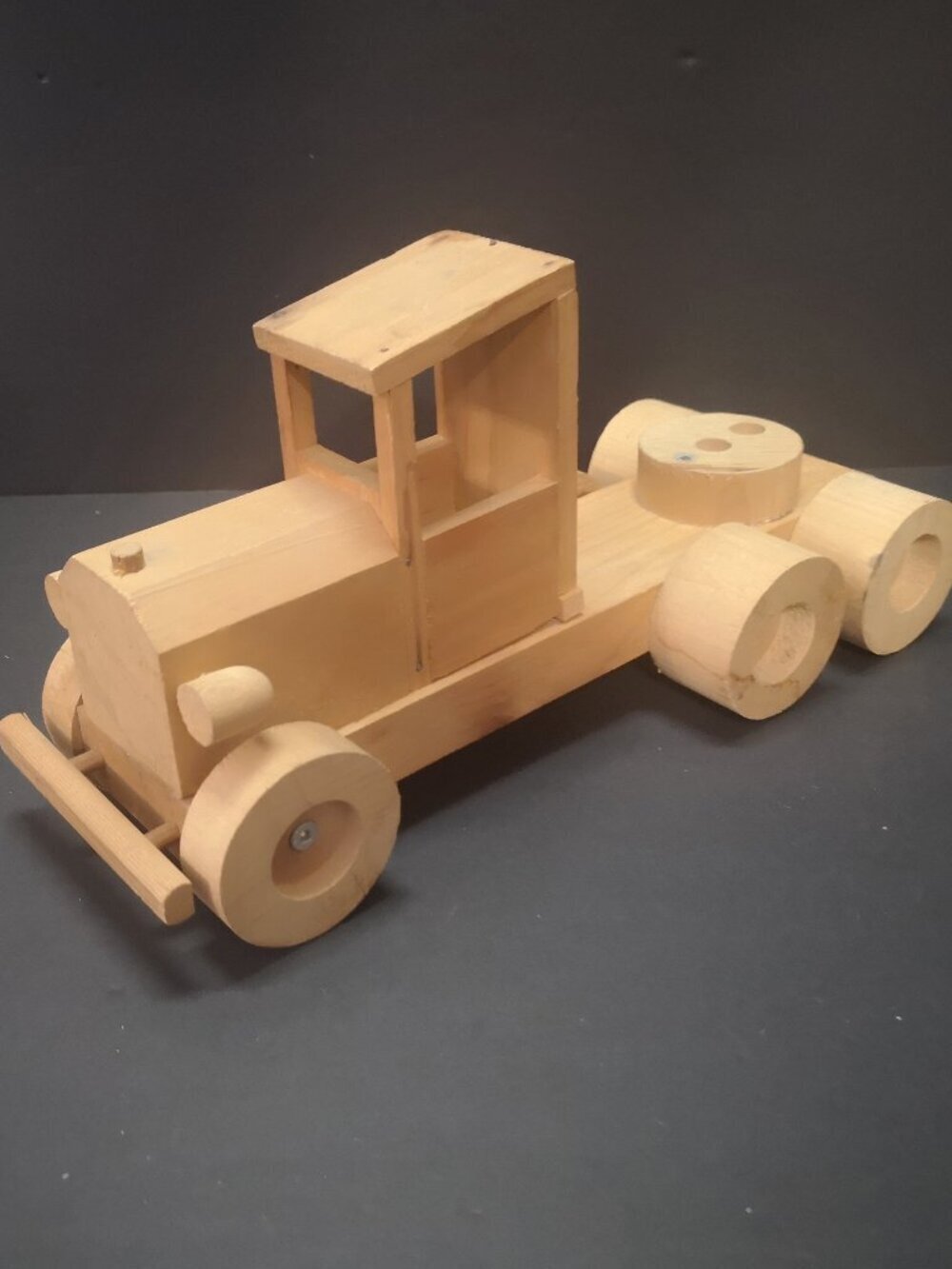 Vintage Handmade Wooden Transport Truck w/ Movable Wheels 9.5" x 4" Rustic